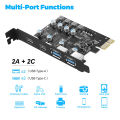 PCI Express Card 2Port USBA/ USBC 5Gbps USB3.2 Gen1 USB3.0 PCIE Card Expansion Add On Card Adapter For Windows/MacOS/Linux Leima.