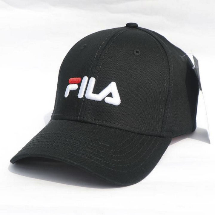 Fila Logo Embroidery Black Curved Cap - Cap