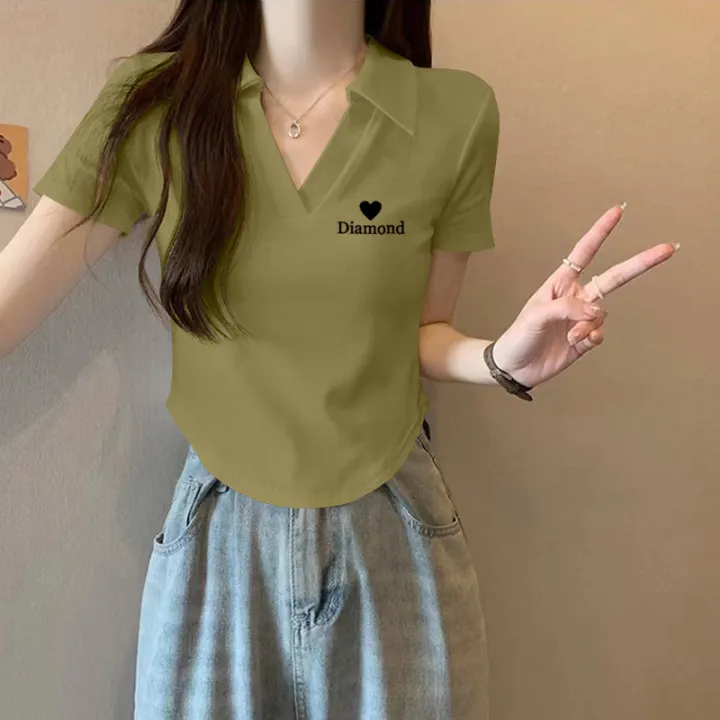 Pure%20Cotton%20Girls%20Short%20SleeveTT-shirt%20Summer%20Western%20Style%20Hot%20Girl%20Fashion%20Niche%20Irregular%20ShortPoloShirt%20Top%20Women's%20Clothing%20-%20Image%203