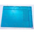 Heat Insulation Silicone Repair Mat, Anti-Static Station Magnetic Repair Silicone Work Pad For Cellphone, Laptop, Watch, Heat Resistant Pad 500°C For Soldering Station Iron- Blue 12.5 x 9 Inch. 