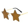 Vintage Unique Star Shape Mirror Rimless Sunglasses Women Fashion Clear Ocean Lens Eyewear Men Trending Sun Glasses Shades. 