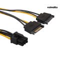 【DNPJ 7 Inch 6 Pin PCI to Dual SATA 15 Pin Express Card Power Cable Connector Cord.