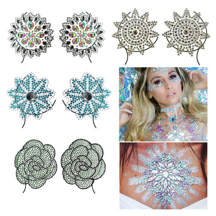 Chest Sticker Resin Diamond Tattoo Sticker Show Makeup Chest Sticker Diamond Bar Carnival Party Chest Decoration New