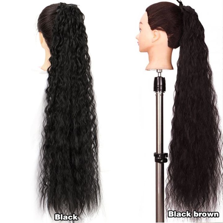 Women's%2032"super%20Long%20Corn%20Wavy%20Ponytail%20Hairpieces%20Synthetic%20Afro%20Curly%20Drawstring%20Ribbon%20Fake%20Hair%20Kinky%20Culy%20Hair%20Extensions%20-%20Image%209