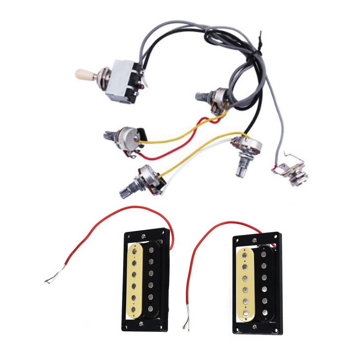 Practical%20Product%202pcs%20Zebra%20Faced%20Humbucker%20Double%20Coil%20Pickups%20Electric%20Guitar%20&%201pcs%20Guitar%20Wiring%20Harness%20Prewired%202%20Volumes%202%20Tones%204-500K%20Pots%20For%20LP%20Guitar%20-%20Image%202