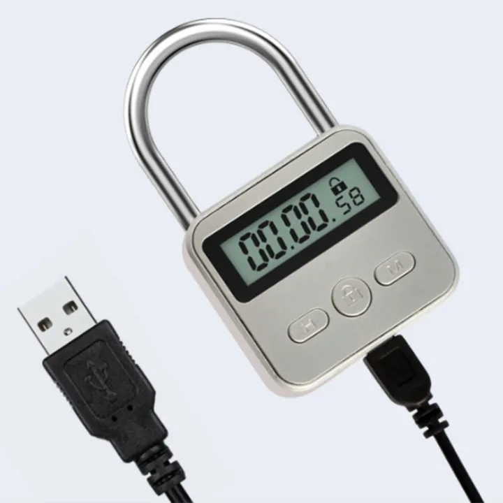 Metal%20Timer%20Lock%20LCD%2099%20Hours%20Max%20Timing%20USB%20Timer%20Padlock,Silver%20-%20Image%205