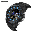 SANDA Produk Baru Kreatif Jam Tangan Pria Fashion Olahraga Jam Tangan Pria Tahan Air Digital QUARTZ Watch Merek Mewah Dual LED Display Watch. 