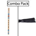 Combo of Bamboo Traditional C Key Whistle Flute and Flute Bag - Natural. 