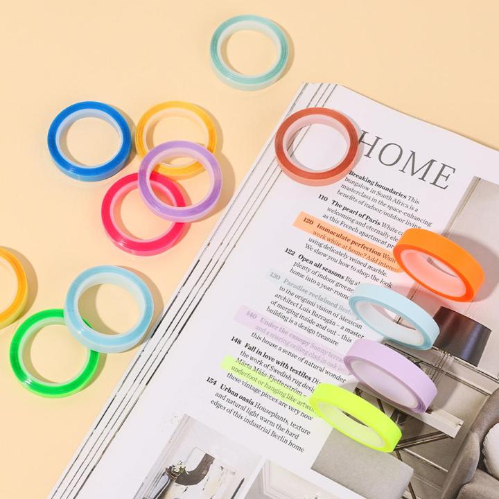 1/5 Roll Index Stickers Transparent Fluorescent Tape Waterproof Tabs Taking Notes Label Children Gift School Office Adhesive Tape