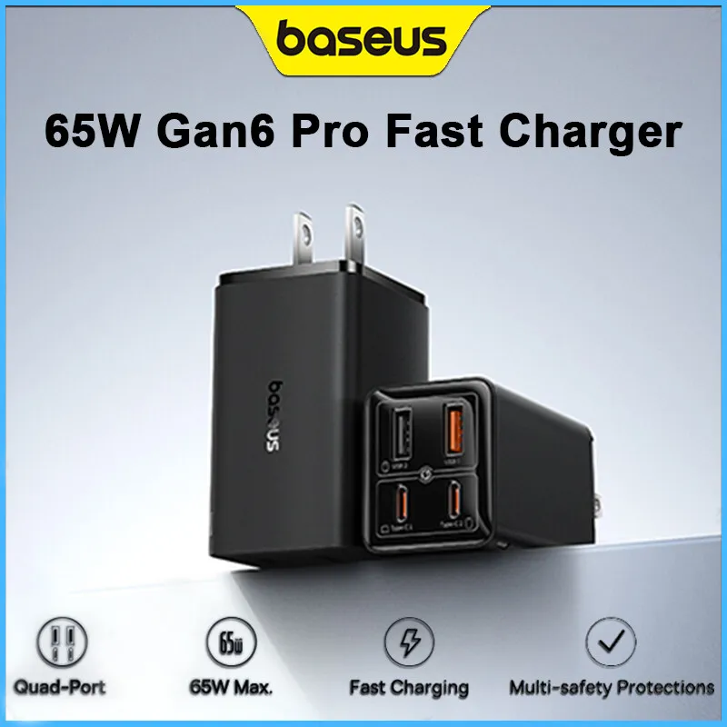 Baseus GaN6 Pro 65W Fast Charger For Macbook Samsung IPhone Pixel Huawei