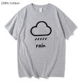 Weather Rain Aesthetic T Shirts WOMEN Minimalist Lines 100% Cotton High Quality T-shirts Summer Korean Style High Street Fashion. 