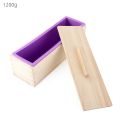 【happy one】Rectangle Silicone Loaf Mold Wooden Box DIY Making For Making Loaf Swirl Soap Moulds（Without woodbox）. 
