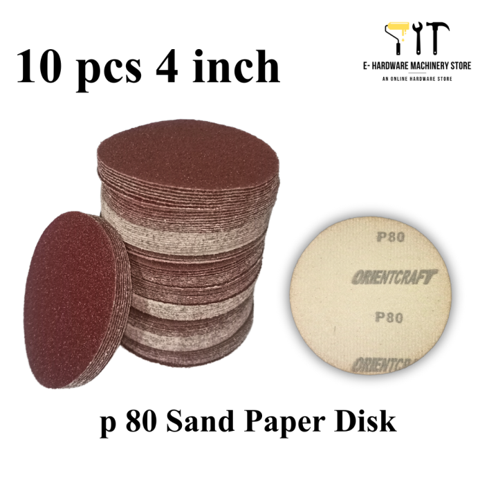 10 pcs 4 inch P-80 Grit Round sandpaper Disc Sand Sheets, Hook and Loop Sanding Disc, Abrasive Polish Pad Plate