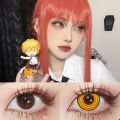2Pieces Colorcon Color Contact Lenses Yearly Yellow Contact Lenses with Graduation Makima Cosplay. 