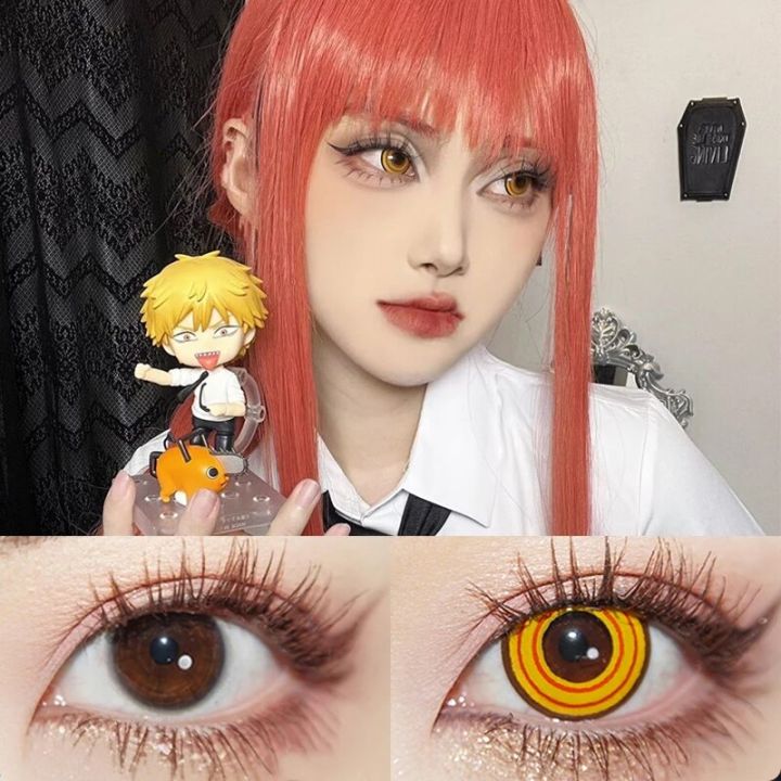 2Pieces%20Colorcon%20Color%20Contact%20Lenses%20Yearly%20Yellow%20Contact%20Lenses%20with%20Graduation%20Makima%20Cosplay%20-%20Image%202