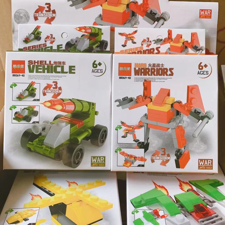 Assembling toys assembling children's granular building blocks puzzle boy puzzle robot building block car model 2 yuan toy