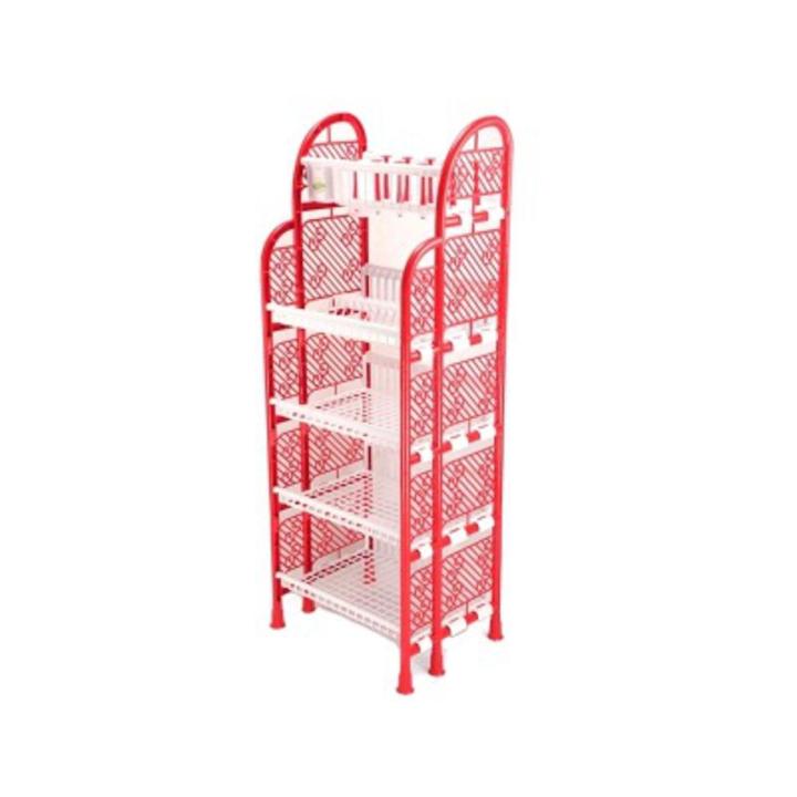 Queen kitchen rack 5 step-red & white tel | Daraz.com.bd