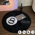 Simulation Billiards 8 Ball Carpet Round Chair Pad Anti-slip Bath Floor Mat Kids Bedroom Retro Black Soft Bedside Decor Rugs.