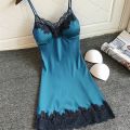Ladies Silk Satin Night Dress Sleeveless Nighties V-neck Nightgown Nightdress Lace Sleepwear Nightwear For Women Intimates. 