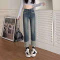 Smoke pipe jeans for women in Spring and Autumn 2024 new style this year's popular trend is baggy pants small 9 inch straight leg pants. 