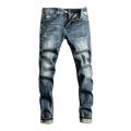 Italian Style Fashion Men Jeans Retro Blue Elastic Slim Fit Ripped Jeans Men Trousers Vintage Designer Casual Denim Pants Hombre. 