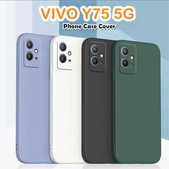 Original For VIVO Y75 5G Silicone Full Cover Case Solid Color Phone Case Cover