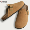 Crestar Trendy Clogs for Women Men Dupes Unisex Suede Cork Footbed Home Sandals with Arch Support Fashion Leather Potato Shoes.