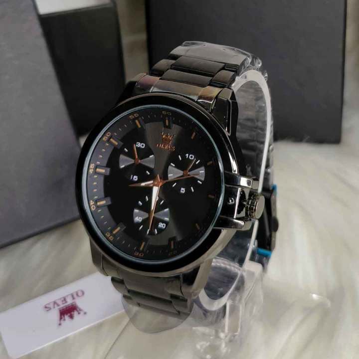 Olevs c192 Luxury Men's Analog Black Stainless Steel Wrist Watch