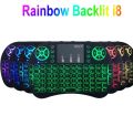 i8-B Wireless Backlit Mini Keyboard With Touch-pad RGB Keyboard- Black.