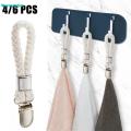 4/6PCS Rustproof Metal Bath Towel Clips Braided Cotton Rope Multipurpose Hanging Cloth Hanger for Bathroom Kitchen Storage Accessories. 