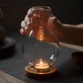 Candle Holder Lantern Lampshade Glass Lamp Shade with Wood Base for Garden.