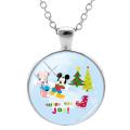 Disney Pretty Aurora Princess Cute Mickey Glass Dome Chain Pendant Necklace Gifts for Children Cabochon Jewelry FYD919. 