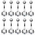 2/5/10PCS Crystal Belly Button Piercing Set Stainless Steel Zircon Belly Piercing Bulk Cz Navel Barbell Pack Piercing Ombligo. 