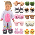 7cm Plush Doll Shoes Cute Bear,Tiger,Frog,Animal Slippers For American 18 Inch,OG 43cm Baby New Born Girl Doll Accessories Toy Luhuai CVC.