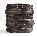 Vintage Leather Bracelet For Men Woven Set Ornament Bracelet Punk Style Men's Combo DIY Multi-layer Charm Bracelet Jewelry.