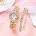 2pcs Fashion Women Watches And Bracelet Ladies Diamond Quartz Watch For Female Girl's.