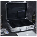 Urecimy Mens Metal Business Briefcase Aluminum Toolbox Luxury Car Case Laptop Document Brief case Silver.