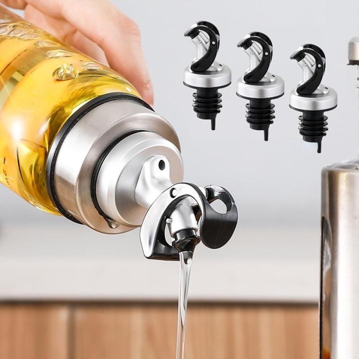 Pour Nozzle Oil Bottle Cap Oil Bottle Mouth Oil Bottle Stopper Soy Sauce Bottle Stopper Kitchen Press Type Oil Guide Nozzle Olive Oil Sprayer Vinegar Bottles ABS Lock