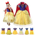 Kids Girl Dress Snow White Fancy Dresses Children Party Cosplay Princess Costume Bow Patchwork Role Playing Frocks Outfits 1-10Y. 