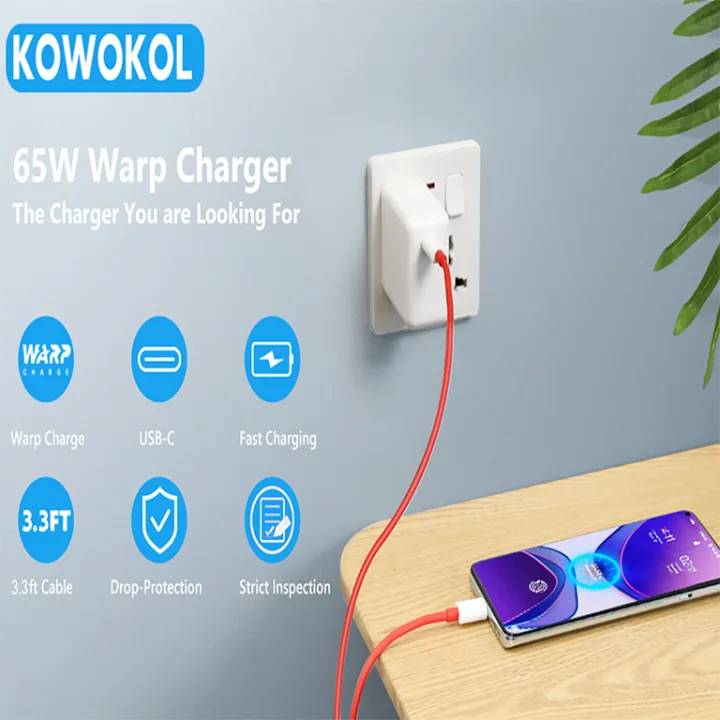 OnePlus%20Warp%20Charge%2065W%20Power%20Adapter%20with%20Type-C%20Cable%20(Official)%20OnePlus%20Nord%202%205G/9%20Pro/9RT/9/9R/8T+%205G/8T,10V%206.5A%20Warp65%20OnePlus%20Fast%20Wall%20Charger%20Adapter%20with%203.3ft%20USB%20C%20Warp%20Charger%20Cable%20-%20Image%206
