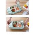 Cartoon Car Baby Dishes Set Bamboo Fiber Plate+Cup Sub-Grid Bowl,B.
