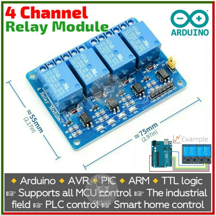 Arduino 4 channel relay module 4-channel relay control board with optocoupler. Relay Output 4 way relay module