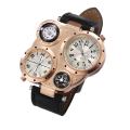 Men Chic Dual Movement Quartz Waterproof Outdoor Thermometer Compass Wrist Watch. 