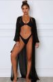 Bikini Women Beach Cover Ups Lantern Long Sleeve Swimwear Drawstring Kimono White See Through Long Cardigan Coverups Tops.