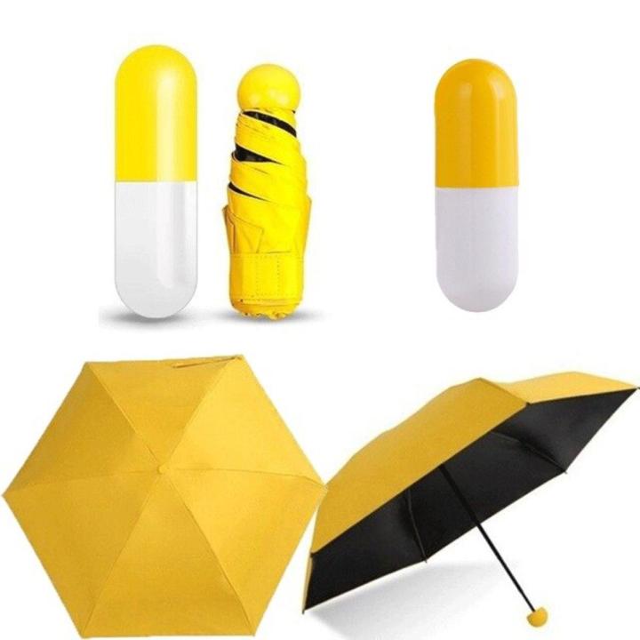 7" Mini Capsule pocket Folding umbrella- Yellow