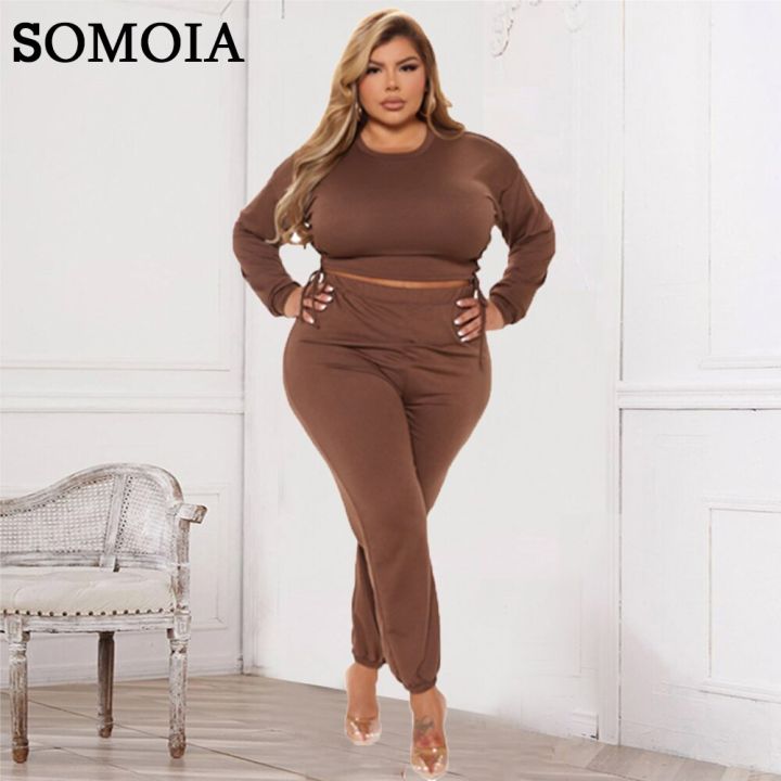 Plus%20Size%20Pant%20Sets%20L-5XL%20Fashion%20Streetwear%20Pure%20Color%20Slim%20Two%20Piece%20Set%20Crop%20Top%20Matching%20Suits%20O-neck%20Casual%20Women%20Clothing%20-%20Image%203