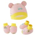 3pcs/set Cotton Newborn Cap with Anti Scratch Mittens and Foot Cover Infant Warm Headwear Baby Gloves with Socks Set Bzzo.