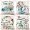 Spring Pillow Covers 18X18Inch Throw Pillow Case Set of 4,Home Decor.