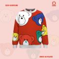 Bear alarround kids boy sweatshirt long sleeve red 100% cotton. 