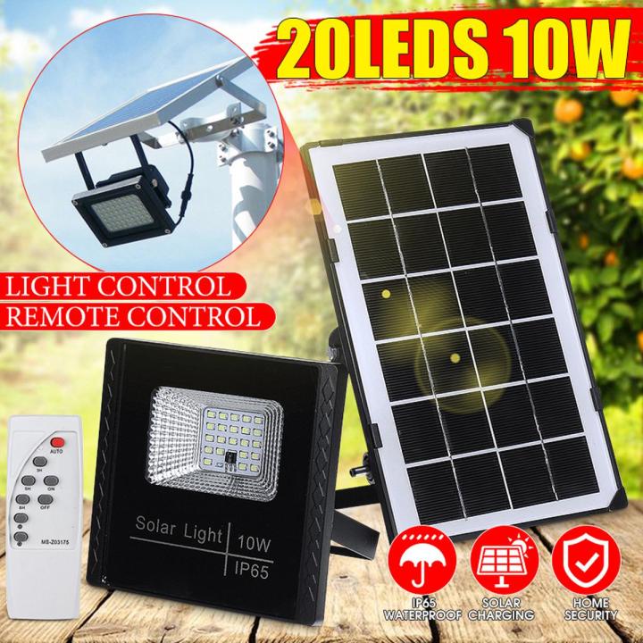 Common 10W IP65 Waterproof Solar Street Light Remote Control/Light Control LED Solar Panel Garden Lamp for Garden Backyard Street with 1 Solar Panel + 1 Remote Controller